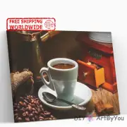 Paint By Numbers Kit Coffee Beans Food Acrylic Oil Decor Art Draw Brush Beginner