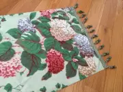Table runner, flowers on the blue, trim on both ends, 14 x 38, new hand made