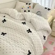 Solid Colour INS French Style Bedding Set For adults kids Brown pink Flat Sheet