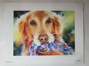 New Watercolor By Susan Crouch "CORBI" Golden Retriever 43/350 Unframed Signed
