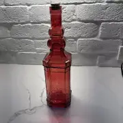Holiday Glass Decorating Bottle 12” Red Raised Design & Cork