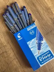 Pilot V5 GRIP Hi-Tecpoint Pure Liquid Ink 0.5mm R/Ball Pen,Blue BXGPN-V5(12 PENS
