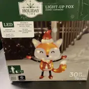 New ! Holiday Time Light-Up LED 30" Christmas Santa Claus Illuminated Fox