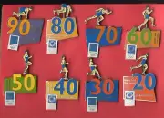 ATHENS 2004 OLYMPIC GAMES. COMPLETE SET OF 8 COUNTDOWN PINS.DAYS TO GO 20 TO 90.