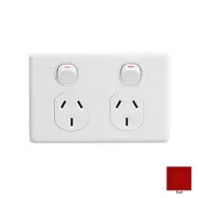 Clipsal Classic C2000 Series Double Powerpoint Classic Red - C2025-RD