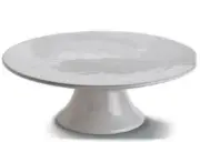 Pampered Chef #1957 White Ceramic Cake Stand Pedestal NIB 13” Diameter (Retired)