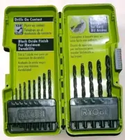 RYOBI 14 PC BLACK OXIDE DRILL BIT SET 1/16" 5/64 3/32 7/64 1/8 9/64 5/32 11/64