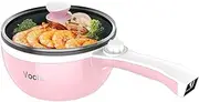 Vocha Electric Hot Pot, 1.5L Mini Portable Electric Pan Non-Stick, Multi-Cooker with Lid for Travel/Dormitory, Silicone Spatula Included (Pink)