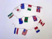 STRING OF FLAGS (SMALL) 2" x 3" Flags of World Countries!!