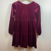 NWT Gap Kids Girl's Large Tiered Velvet Dress Burgundy Holidays Peasant
