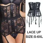 Corselet Women Underbust Lace Up Corset Waist Cincher shaper Steel Busk Boned