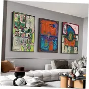 Aesthetic Abstract Canvas Framed Wall Art Large Size 16" X 24" X 3 Pieces White