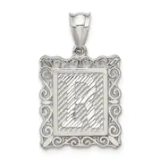 Sterling Silver Square Diamond-Cut Letter R Initial Pendant