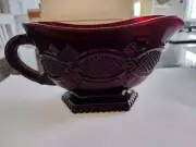 Avon Ruby Red 1876 Cape Cod Collection Footed Sauce Boat NIB