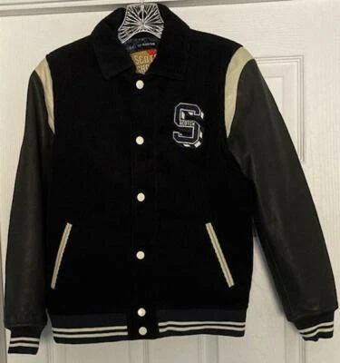 NWT Boys/Girls SHRUNK SCOTCH & SODA Varsity Bomber Jacket Leather Sleeve Sz 12