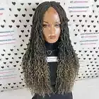 Wavy Curls Box Braid Braided Lace Front Frontal Wig With Curly Ends 1b/27 Ombre