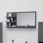 Bathroom Mirror High Gloss Grey 90x10.5x45 cm Engineered Wood,Bathroom Vanity Units 7.81KG-805023