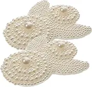 Homoyoyo 2Pcs Imitation Pearl Embroidered Applique Decorative Patches for Wedding Shoes Clothing and Crafts Stylish Sewing Patches for Clothes DIY Projects and Accessories