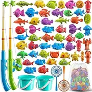NIPLOOOW Magnetic Fishing Game Pool Toys for Kids 3-5, Water Table Bathtub Kiddie Party Toy with Pole Rod Net Plastic Floating Fish, Outdoor Toys for Kids Age 3 4 5 6 7 8 Year Old