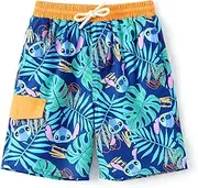 [Disney] Stitch Boys Swim Trunks with UPF 50+ Sun Protection, Quick-Dry Fabric, and Pocket