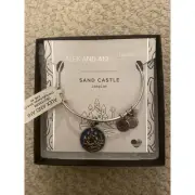 Alex And Ani Silver Sand Castle Bangle Bracelet New In Box