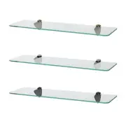 Rounded Floating Glass Bathroom Shelf 50cm Chrome/Black/Gold Shower Storage Rack