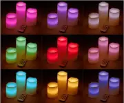 3 Pillar Wax Candles Battery Remote Control Flameless Dinner Party Wedding Timer