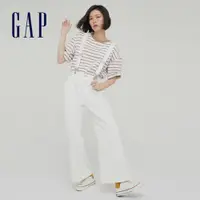 在飛比找蝦皮商城優惠-Gap 女裝 棉麻混紡可脫卸吊帶寬褲 輕透氣系列-米白色(8