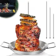 Noamus Al Pastor Vertical Skewer for Grill - Stainless Steel Stand With Removable 3 Size Spikes (8", 10", 12") - Tacos Gyros BBQ Grilling Pan Accessory for Smoker, Kamado Grill, Oven