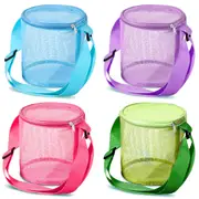 4Pcs Beach Mesh Organizer Bag Shell Collecting Bag Cylindrical Bags With Zipper