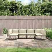 6 Piece Garden Lounge Set with Cushions, Anthracite Poly Rattan, Outdoor Patio Couch Set, Weather-Resistant, Sturdy Steel Frame, Modular Design, Perfect for Backyard, Terrace, or Balcony