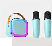 Kids Karaoke Machine, Adult Karaoke Machine with 2 Wireless Microphones, Portable Bluetooth Speaker Gift with Colorful Lights for Boys Girls Toy Family Train Dance Guide Party(Blue)