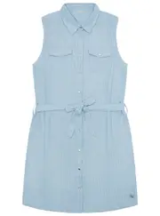 GUESS Blue Lurex Bonded Gauze Dress (7–16), Cotton