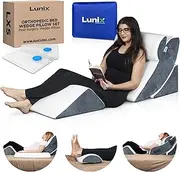 Lunix 4pcs Orthopedic Bed Wedge Pillow Set, Post Surgery Memory Foam for Back, Knee, Leg Pain Relief, Sitting Pillow for Sleeping, Acid Reflux, GERD, with Hot Cold Pack, HSA FSA Eligible, Navy