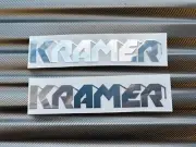 2Pcs Custom KRAMER Guitar Bass Neck Headstock Self-Adhesive Metal Sticker Silver