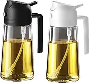 TrendPlain 16oz/470ml Olive Oil Dispenser - 2 in 1 Olive Oil Spray Bottle for Cooking, Kitchen Tools, Air Fryer, Salad, and BBQ - Black&White