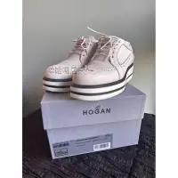 在飛比找蝦皮購物優惠-Hogan 英倫牛津百搭內增高氣質鞋 白色牛皮37.5碼  