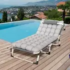 Reclining Lounge Deck Outdoor Folding Sun Beach Chair Bed Pool Tanning + Cushion