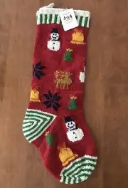 Sundance Catalog Heirloom Festive Cheer 100% Wool Christmas Stocking Hand Knit