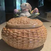 TIME TO CELEBRATE COVERED RABBIT EASTER EGG -CERAMIC-NEW IN BOX