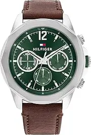 [Tommy Hilfiger] Lars Brown Leather Green Dial Men's Watch