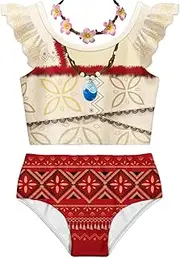 [MERWERS] Girls Princess One-Piece Swimsuit Bikini Set Adventure Princess Swimsuit Adventure Outfit for 3-14 Years Old