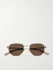 [BOTTEGA VENETA EYEWEAR] BOTTEGA VENETA EYEWEAR - Hexagon-frame Rose Gold-tone Sunglasses - One size One size Gold