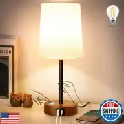 LuxeBeam Modern USB and Type-C Bedside Lamp with Touch Control, Dimmable Tabl