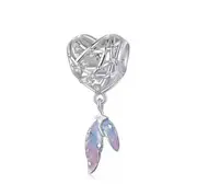 S925 Silver Lattice Heart Dream Catcher Feather Charm Pendant - AVILIA Designs