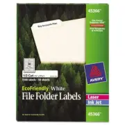 Avery EcoFriendly File Folder Labels, 2/3 x 3 7/16, White, 1500/Pack