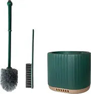 Toilet Brush and Holder Set – Flexible TPR Bristles, Deep Cleaning Bathroom Brush with Ventilated Drip-Free Base, Wall-Mounted or Freestanding, Space-Saving Toilet Cleaner (DarkGreen)