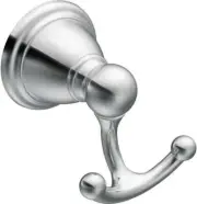 Case Of 6 MOEN Brantford Double Robe Hook | Chrome | Metal | YB2203CH | Bulk