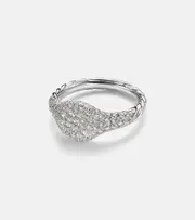 [David Yurman] David Yurman 18kt white gold pinky ring with diamonds J silver