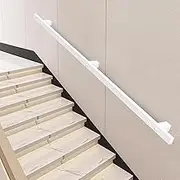 Stair Handrails for Walls, 1m 2m 2.5m 3m 3.5m 4m Wall Mounted Stairway Railing Metal Galvanized Square Tube Staircase Banister for Indoors and Outdoors, White(10ft/300cm)